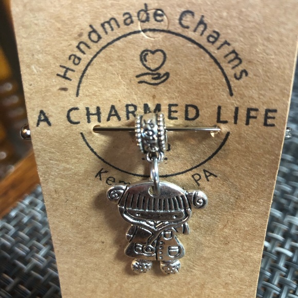 NWT, Handmade by A Charmed Life. Silver Nurse/Doctor on Silver Bail - Picture 3 of 5